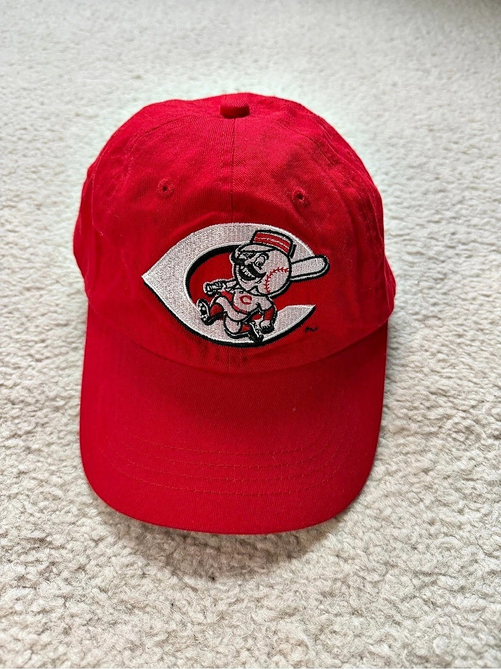 Cincinnati Reds Rosie Red Mascot Baseball Hat Red Adjustable Cap Signed Brim